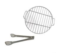 Filet de gril en acier inoxydable avec clip pour cuisine intérieure et extérieure pour éviter que les aliments ne glissent sur les grilles plates (38 cm)