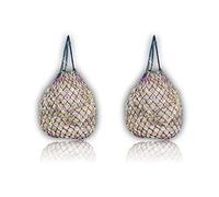 Filet de levage extra large pour chevaux, 5 x 5 cm, maille adaptée à l'espèce, meilleure digestion, sac de nourriture pour poneys jeunes chevaux, vieux chevaux, chèvres (2 x noir/violet)