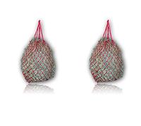 Filet de levage extra large pour chevaux - Maille de 5 cm x 5 cm - Alimentation adaptée à l'espèce - Sac de nourriture pour poneys jeunes chevaux anciens chevaux chèvres (2 x rouges)