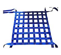 Filet de levage réglable en polyester bleu de 1 x 1 m - Outil d'escalade et de chargement industriel durable, filet de suspension carré pour un déchargement et un gréement efficaces