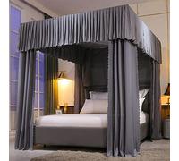 Filet de lit élégant gris à 4 coins pour lit simple/double/grand lit/king size - Couleur unie élégante - Décoration de chambre à coucher pour filles, enfants et adultes - Installation facile - Parfait