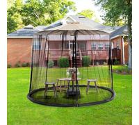 Filet de parasol d'extérieur pour colonne centrale et parapluies bananes - Circonférence de 940 cm/1060 cm, maille polyester 75D robuste, coupe-vent avec rembourrage (335 x 240 cm)