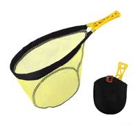 Filet de pêche à la mouche pliable avec anneau en maille métallique offrant une récupération rapide et une durabilité, sac de sécurité pour la sécurité des poissons, poignée creuse et pochette de
