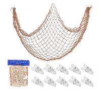 Filet de Pêche Méditerranéen 1,5 * 2m Avec 10 Clips en Plastique Transparent - Décoration Murale Naturelle Pour Fête et Photographie