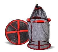 Filet de pêche Pliable, Lot de 2 paniers à Poissons flottants et Pliables for vairons crabes, diamètre 35-40 cm(Diameter 35cm)