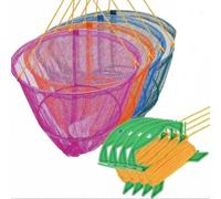 Filet de pêche pliable portable avec cadre lesté et maille renforcée pour attraper le homard et le poisson, épuisette pliable adaptée à différentes pêches (bleu)