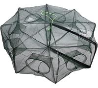 Filet de pêche pliable portable, facile à utiliser, pièges à appâts en maille moulée pour méné/écrevisse/crabe/homard/poissons (8 côtés 8 trous)