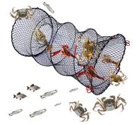 Filet de pêche pliable pour cage à crabe, outil rond à ressort avec fil en acier galvanisé et maille en nylon pour attraper les performances, facile à transporter, idéal pour les loisirs