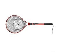 Filet de pêche pliable professionnel, cadre en alliage d'aluminium, maille en silicone à séchage rapide, haute capacité de charge pour attraper de gros poissons (30 cm, rouge)