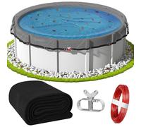 Filet de piscine rond de 9,1 m pour piscine hors sol, 110 g/m², couverture robuste avec treuil et câble pour feuilles et débris