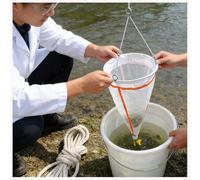 Filet de plancton à mailles fines, filet de collecte d'organismes aquatiques de 20 à 50 microns avec corde en coton de 5 m, filet d'échantillonnage de plancton extérieur pour la recherche aquatique