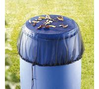 Filet de pluie de 110 cm, housse en maille pour barils de pluie avec cordon de serrage pour un maintien serré, empêche les moustiques et les débris d'entrer dans le tonneau de pluie pour jardin