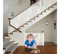 Filet de Protection Enfant 120 x 300 cm Solide et Réglable, Filet de Sécurité pour Escalier, Filets Clôture avec des Cordes et des Attaches pour Enfants et Aux Jouets, Blanc