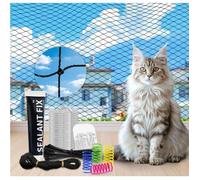 Filet de Protection Renforce Chat, 3×4M Filet Chat Balcon, Filet Sécurité Anti avec Crochets Adhésifs, Silicone Attaches de Câble