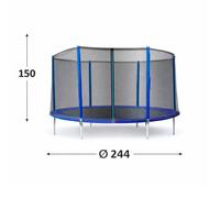 Filet de protection trampoline Ø2,44 m - polyéthylène résistant, entrée zippée sécurisée, 6 poteaux, compatible trampolines Trigano