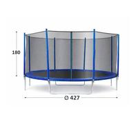 Filet de protection trampoline 4,27 m - Trigano, polyéthylène HD, entrée zippée