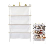 Filet De Rangement À 3 Étage Pour Peluches D'Animaux - Organisateur De Jouets Suspendu À Garniture Dentelle Pour Peluches | Rangement Murale Style Bohème Avec Design Bois Et Corde | Parfait Pour Chamb