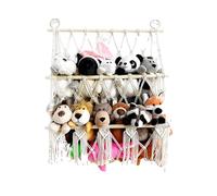 Filet de rangement double couche en macramé avec pompons pour animaux en peluche (B)