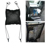 Filet de rangement en maille élastique pour siège de voiture ou zone de cargaison, 30 cm x 27 cm, matériau en nylon, noir, compatible avec la plupart des voitures, SUV, camions