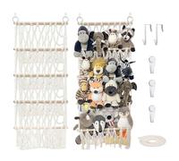 Filet de rangement pour doudous - 43 x 108 cm - 4 couches - Style bohème - Macramé - Rangement pour jouets en peluche - Hamac - Décoration de chambre d'enfant avec crochet pour jouets en peluche