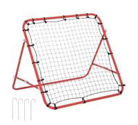 HOMCOM Filet de Rebond en métal avec Angle réglable et 20 Cordes élastiques Filet pour l'entraînement de Football, Tennis, Handball 96 x 80 x 96 cm Rouge