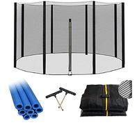 Filet de rechange pour trampoline pour enfants avec fermeture éclair - Convient pour 244/305/366 cm - Comprend 8 coussinets de protection en mousse pour piquets de 25 mm - Accessoires essentiels pour