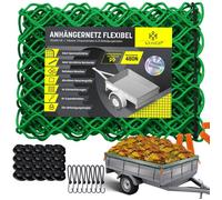KESSER® Filet de Remorque 1 x 2 m, Extensible, à Mailles Fines, Avec Corde de Serrage et Cordon Pour Sécuriser le Chargement, Élastique, Marquages
