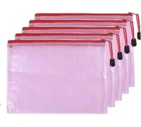 Filet de sac à cadenas, dossier portefeuille en pl Lot de 5 pochettes à fermeture éclair en maille for documents A4, A5, A6, rangement de papeterie, pochette en maille à fermeture éclair, dossiers de