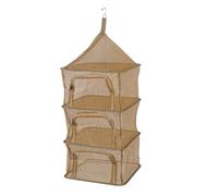 Filet de Séchage, 39 X 39 X 104 Cm, Pliable, Dépliable, 4 Couches, Support de Séchage Suspendu en Maille pour Sécher la Vaisselle, les Fruits, les Légumes, le Poisson séché, (Kaki)