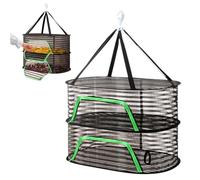 Filet De Séchage à Couche Pliable,Filet De Séchage D'herbes,Filet De Séchage Suspendu Pliable Avec Fermetures à Glissière,Panier De Séchage De Suspension,Pour Légumes,Plantes,Fruits (Noir, 2-Couches)