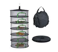 Relaxdays Filet de séchage Pliable, 6 Niveaux, pour Herbes, Fruits, légumes, séchoir à Poisson Suspendu, en Mesh, Noir