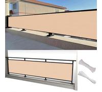 Filet de sécurité brise-vue 150 x 490 cm - 220 g/m² - Blocage à 95 % des rayons UV - Housse résistante au vent pour balcon avec corde et attaches de câble - Couleur crème pour garde-corps
