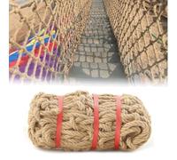 Filet de sécurité en corde de jute ultra-résistant 4 x 4,9 m - Protection antichute pour cabane dans les arbres, jardin, escaliers et balcon - Installation facile - Décoration intérieure/ext