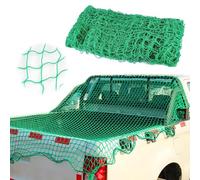 Filet de sécurité pour camion, cargaison et remorque - Maille d'arrimage robuste avec 15 crochets - Vert (1,5 × 1,8 m)