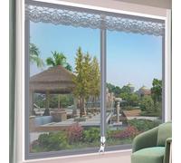 Filet de sécurité pour fenêtre avec fermeture éclair centrale verticale et décoration en dentelle - Moustiquaire autocollante pour balcon, chambre à coucher - 120 x 150 cm (l x H)