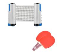 Filet De Table De Ping Pong Rétractable Gris/Bleu Avec Un Jeu De Raquettes De Ping Pong Hobbytech Gris