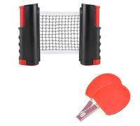 Filet De Table De Ping Pong Rétractable Noir/Rouge Avec Un Jeu De Raquettes De Ping Pong Hobbytech Noir