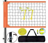 Filet de volley-ball, 9,7m x 2,4m - Réglable en hauteur & portable Filet de beach-volley - Pliable avec ballon de volley & sac de transport - Orange - Pour le jardin & la plage