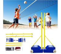 Filet de volley-ball d'extérieur, poteau portable pour jardin, ensemble filets badminton tennis avec roulettes, sac transport, poteaux volley-ball/badminton et filet base entraînement en extérieur