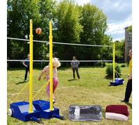 Filet de volley-ball portable avec poteaux, hauteur réglable pour jardin, intérieur et extérieur