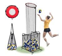 VEVOR Filet de volley-ball portable, équipement d'entraînement de volley-ball réglable en angle et hauteur avec chariot, roues, sac transport, filet cible intérieur/extérieur pour service des piques