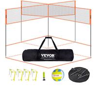 VEVOR Filet de Volleyball 4 Carrés, Ensemble de Filet de Badminton à Hauteur Réglable pour Pelouse de Plage, Filet de Volleyball Portable Extérieur avec Sac de Transport, Assemblage Rapide, Extérieur