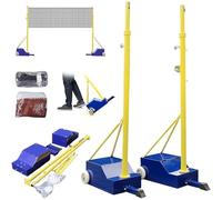 Filet de volleyball et badminton portable avec hauteur réglable et roues pour entraînement intérieur et extérieur