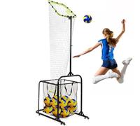 Filet d'entraînement de volley-ball avec hauteur et angle réglables, double taille de cerceau pour piquer, servir et s'entraîner, convient pour une utilisation en intérieur et en extérieur