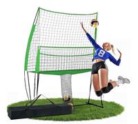 Filet d'entraînement de volleyball avec hauteur réglable et système de retour de balle pour frapper et servir dans le jardin ou à l'intérieur