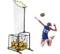 Filet d'entraînement portable pour volleyball - Hauteur et angle réglables - 2 tailles de bagues - 2 roues en caoutchouc - Sac de rangement de grande capacité