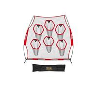 VEVOR Filet d'entraînement pour football 274 x 243 cm, filet de lancer de rugby avec 6 poches pour cibles, sans nœuds, sangles et étui de transport inclus, pour améliorer la précision de lancer, rouge