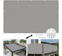 Filet Dombrage 1.7 x 5 m Perméable Une Résistant et Respirant, Anti-Âge Toile d'ombrage de Protection Solaire avec Serre-Câbles pour Terrasse,Extérieur, Balcon, Gris Clair