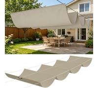 Filet d'ombrage 150 x 600 cm Imperméable Respirante Toile Tendue 180G M² avec Œillets D et Cordes Voiles Ombrages Rectangulaire Imperméable pour Jardin Terrasse Camping, Kaki