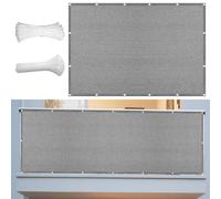 Filet d'ombrage 340 x 590 cm Respirante Anti 98% UV Respirante Protection Visuelle Écran de Balcon HDPE pour Patio Jardin, Terrasse, Extérieur, Balcon, Gris Foncé